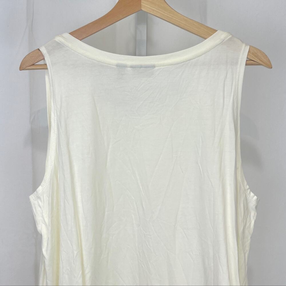 LOGO Lori Goldstein Long Solid Tunic Tank Embroidered Lace Hem A288010 Ivory XL - Picture 5 of 7